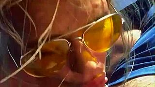 Blonde risks public facial sucking stranger cock midday