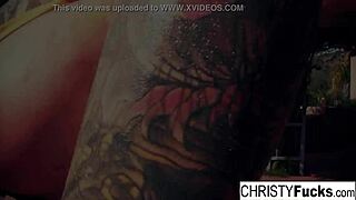 Christy Mack fingers tattooed pussy tits in shower