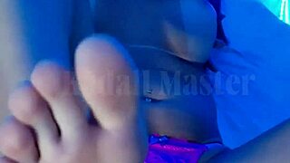Redhead Grinds Feet On Cock Before Sucking It All Down