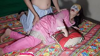 hot indian girl bent over bed takes rough doggystyle pounding with hindi moans