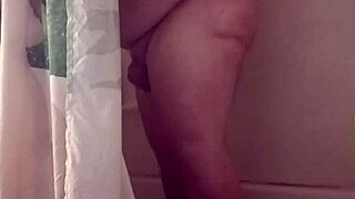 steamy shower reveals small cock bathing action up close