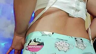 trans in pajamas teases us into hot masturbation fun