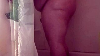 steamy shower reveals small cock bathing action up close