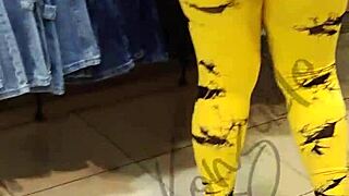 see my thong peeking in yellow leggings?