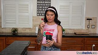 charlotte's petite mouth slurps sloppy wet on throbbing cock