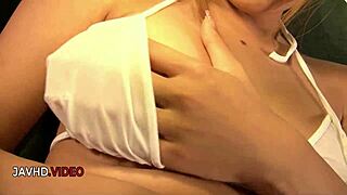 sakura kiryu gets oiled up and vibes to intense orgasm