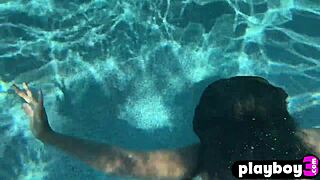 Ana Foxxx Poses Lingerie Poolside Fingers Petite Pussy