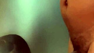 wet ebony gagging on monster cock while sucking shoe plug by fridge