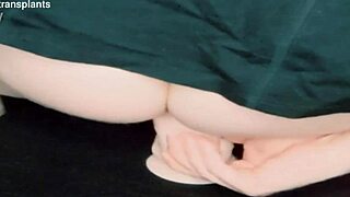 hey, watch this trans babe bounce on huge dildo riding to squirting orgasm?