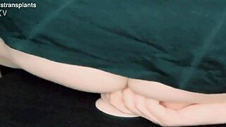 hey, watch this trans babe bounce on huge dildo riding to squirting orgasm?