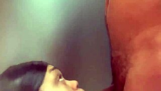 wet ebony gagging on monster cock while sucking shoe plug by fridge