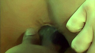 Filthy whore crams two black monster cocks deep in ass on truck bed