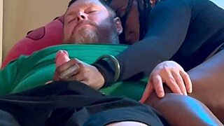 Homemade ebony babe sucks and fucks white cock in hood