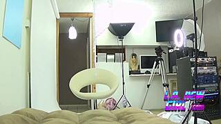 blonde pornstar teases cum swallow massage on sofa in sexy interview