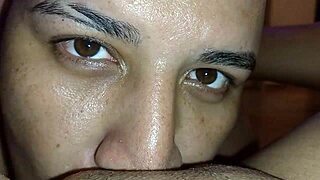 Eye contact pussy eating before wife missionary fuck
