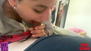 babyluna939 sucks dick for morning cum breakfast delight