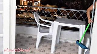 horny hotel maid jumps guest's cock right away part 1