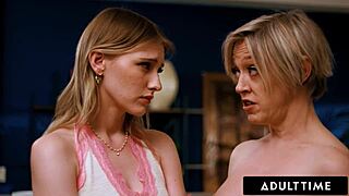 busty milf dee williams scissoring melody marks' shaved pussy in comforting tribbing