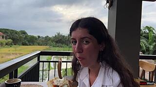 Sneaky Cum-Faced Pizza Munch in Crowded Public Cafe