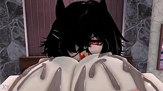 Bunny transsexual teases wildly before rough breeding on request