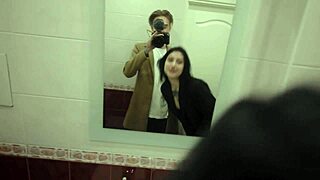 No Condom! CUM Deep in Shaved PUSSY in Public Toilet Ride!