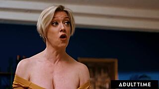 busty milf dee williams scissoring melody marks' shaved pussy in comforting tribbing