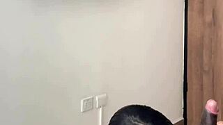Cute Brunette Gives Sloppy Deepthroat Blowjob to Amateur Guy