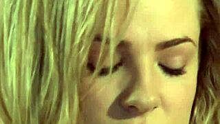 Blonde Teen Whore Fingers Pussy on Desk