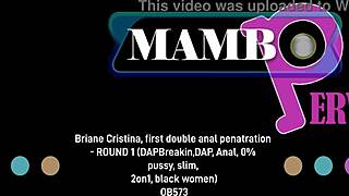 Slim ebony Briane Cristina takes brutal double anal penetration from two cocks no pussy break