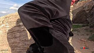 imagine this slutty tattoo milf goddess on beach getting pussy fucked quickie pov swallowing cum