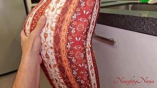 yo, that curvy milf cleaner always spreads for my cock after a fat tip in the kitchen