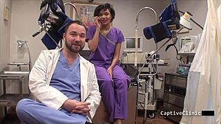 Nurse Jackie Banes spreads in heels backstage fetish!