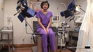 Nurse Jackie Banes spreads in heels backstage fetish!