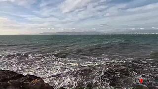 imagine this slutty tattoo milf goddess on beach getting pussy fucked quickie pov swallowing cum