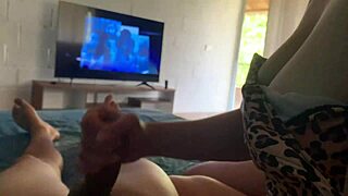 can't focus on the movie with my sexy bikini babe's big tits and ass teasing me
