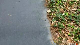 Morning run stranger fucked rough cowgirl creampie