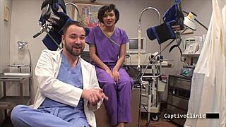 Nurse Jackie Banes spreads in heels backstage fetish!