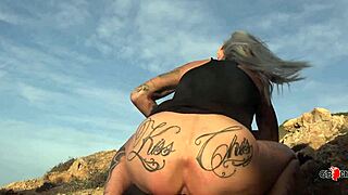 imagine this slutty tattoo milf goddess on beach getting pussy fucked quickie pov swallowing cum