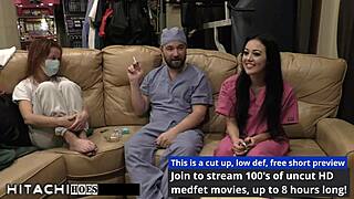 doctor tampa hits patient blaire celeste's shaved pussy with vibrator for screaming orgasm