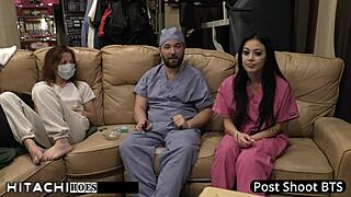 doctor tampa hits patient blaire celeste's shaved pussy with vibrator for screaming orgasm