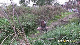 Pretty Brunette Voyeur Pees Softcore in Outdoor Nature