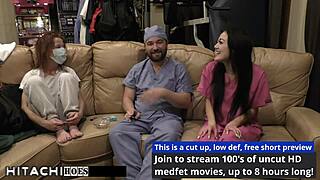 doctor tampa hits patient blaire celeste's shaved pussy with vibrator for screaming orgasm