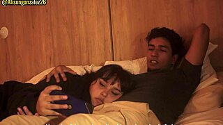 Chubby babe accidentally deepthroats cock while watching movie