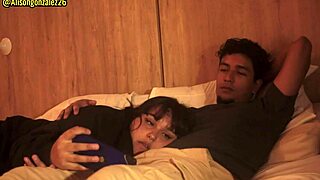 Chubby babe accidentally deepthroats cock while watching movie