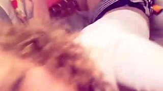 skinny blonde wife screams as hubby films her rough doggystyle creampie on snapchat