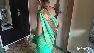 Village beauty Shivani dazzles in green saree