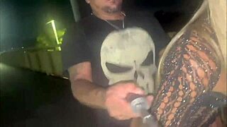 hot wife flashes street - cyclist jerks cum for her publicly!