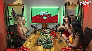 california trio blonde big tits undress teasing vibrator toys dirty talk studio strip