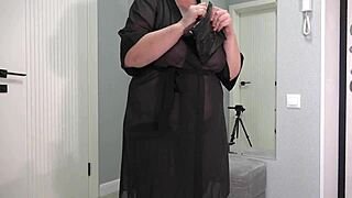 plump bbw big ass boobs tries sexy bodysuit mirror