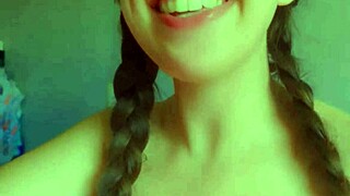 😈 horny student sticks out tongue gets messy masturbating wet😜